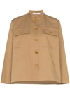 GIVENCHY GIVENCHY COLLARLESS POCKETED COTTON SHIRT - 大地色