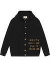 GUCCI GUCCI SEQUIN EMBROIDERED BUTTON-DOWN HOODED JUMPER - 黑色