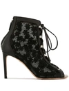 GIAMBATTISTA VALLI GIAMBATTISTA VALLI LACE DETAIL OPEN-TOE BOOTS - 黑色