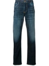 Emporio Armani Whiskered Straight Jeans In Blue