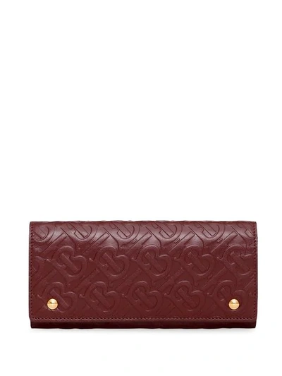 Burberry Monogram Leather Continental Wallet In Oxblood
