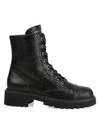 GIUSEPPE ZANOTTI Snake-Embossed Leather Combat Boots
