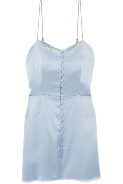 Nanushka Mabel Button-detailed Satin Mini Slip Dress In Light Blue