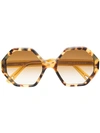 CHLOÉ CHLOÉ EYEWEAR OCTAGON FRAME SUNGLASSES - 棕色