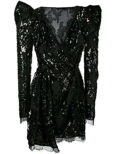 Amen Sequin Embroidered Dress In Black