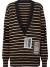 BURBERRY Montage Print Striped Mohair Wool Blend Sweater