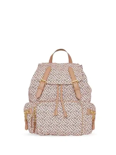 Burberry The Medium Rucksack In Monogram Print Nylon In Nude And Neutrals