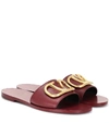 Valentino Garavani Go Logo Leather Slides In C52 Cerise