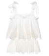 Dolce & Gabbana Tie-shoulder Broderie-anglais Cotton-blend Top In White