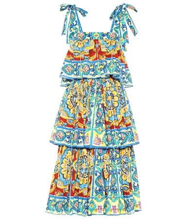 Dolce & Gabbana Tiered Printed Stretch Cotton Dress