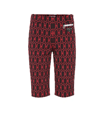 Prada Diamond Jacquard Shorts In F0n98 Black/red