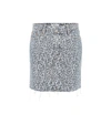 Grlfrnd Blaire Leopard Print Denim Skirt In Blue