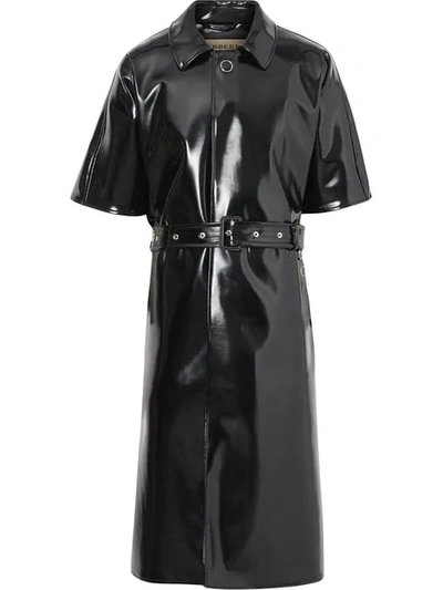 Burberry Vinyl Belted Cape In Black