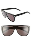 SAINT LAURENT 59MM STUDDED FLAT TOP SUNGLASSES,SL 1022