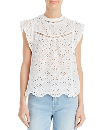 7 For All Mankind Eyelet Lace Top In White