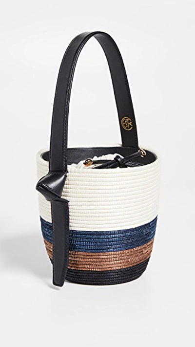 Cesta Collective Lunchpail Leather-trimmed Woven Sisal Bucket Bag In Multicolor