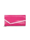 Jimmy Choo Emmie Patent Leather Clutch Bag In Hot Pink