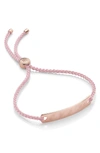 Monica Vinader Engravable Havana Mini Friendship Bracelet In Rose Gold/ Ballet Pink