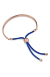 Monica Vinader Engravable 'fiji' Friendship Bracelet In Rose Gold/ Majorelle Blue