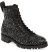 Jimmy Choo Cruz Studded Textured-leather Ankle Boots In Black/ Silver
