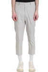 RICK OWENS ASTAIRED CROPPED MILK COTTON PANTS,10882123