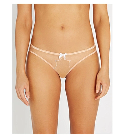 Agent Provocateur Lorna Mid-rise Mesh Briefs In Nude White