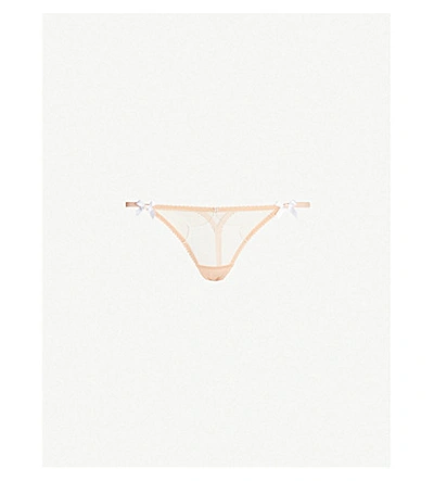 Agent Provocateur Lorna Mid-rise Mesh Thong In Nude White
