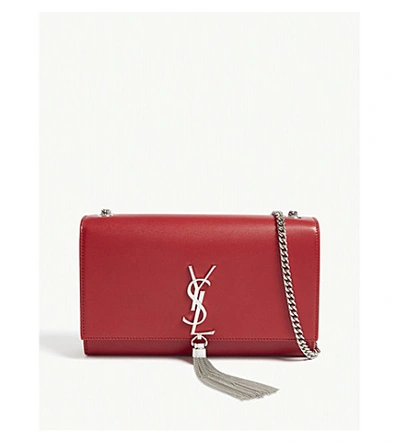 Saint Laurent Kate Tassel Leather Shoulder Bag In Rouge Eros