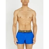 Versace Grecca Waistband Swim Shorts In Bright Blue