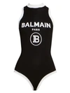 BALMAIN WOMEN'S SLEEVELESS LOGO BODYSUIT,0400010471026