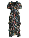 ETRO Fern Floral Tiered Ruffle Silk Dress