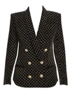 BALMAIN 6-Button Glitter Grid Double-Breasted Pajama Jacket