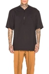 Fear Of God Black Half-zip Henley T-shirt In Vintage Black