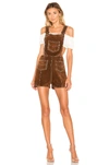 UNDERSTATED LEATHER UNDERSTATED LEATHER SUEDE STUDDED ROMPER IN BROWN.,UNDR-WR3