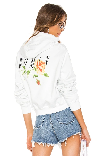 Off-white White Cropped Flowers Hoodie In White Multicolor