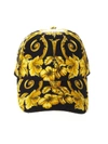 VERSACE BLACK & GOLD BAROQUE BASEBALL COTTON HAT,10882370