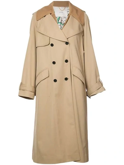 Adam Lippes Trench Coat With Waistcoat & Removable Fringe In Neutrals