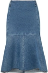 Balenciaga 3d Molded Flare Hem Denim Midi Skirt