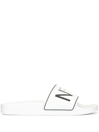 N°21 Logo Open-toe Slides In White