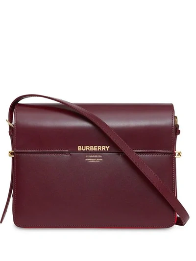 Burberry Large Grace Colourblock Leather Bag In Red