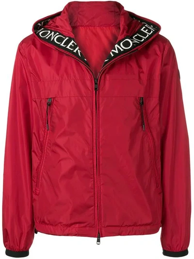 Moncler Men's Massereau Nylon Jacket W/ Logo Lining Trim In Red