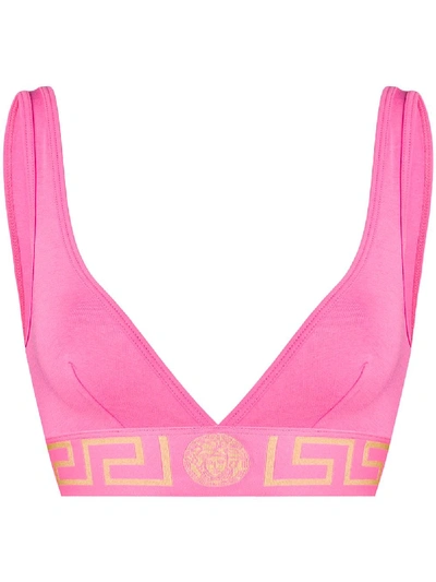 Versace Greca设计腰带三角形文胸 - 粉色 In Pink