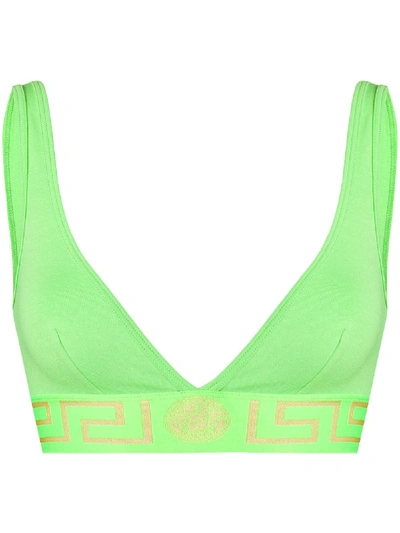 Versace Greca Border Triangle Bra In Green