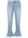 Michael Michael Kors Fringed Hem Jeans In Blue