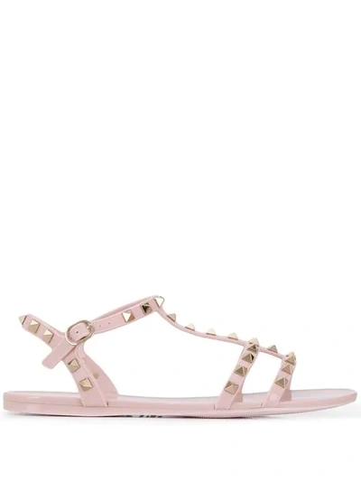 Valentino Garavani Rockstud Flat Sandals In Pink