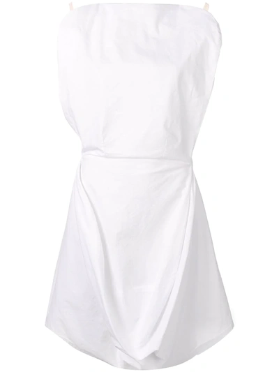 Mm6 Maison Margiela Womens White Sleeveless Draped Cotton-poplin Mini Dress 12