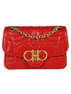 Ferragamo Gancini Quilted Shoulder Bag In Red