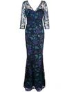 MARCHESA NOTTE FULL LENGTH FLORAL DRESS