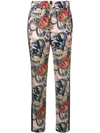 RED VALENTINO FLORAL PRINT STRAIGHT TROUSERS