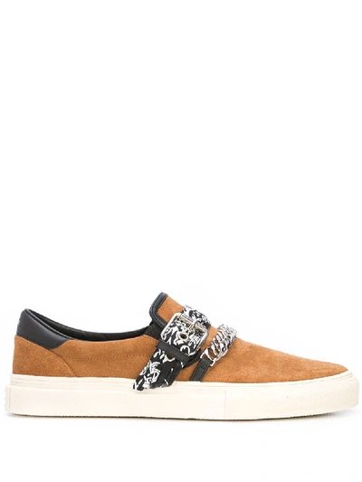 Amiri Bandana-strap Suede Slip-on Trainers In Brown